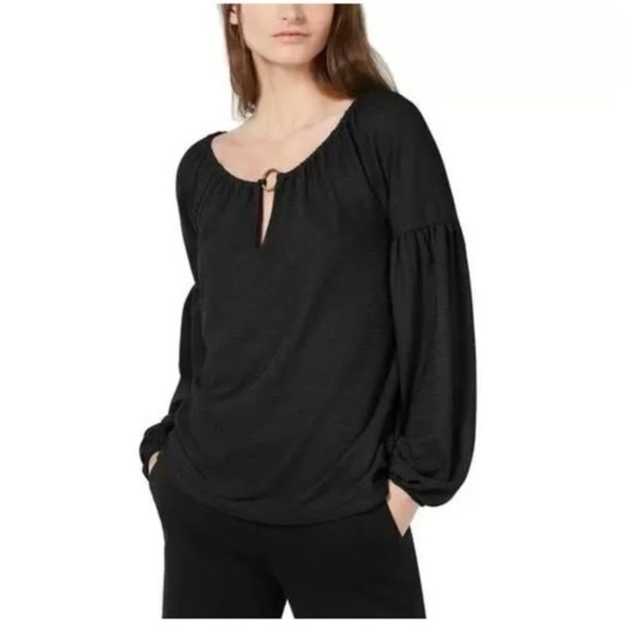 MICHAEL Michael Kors Gathered Keyhole Neck Blouse - Picture 1 of 4